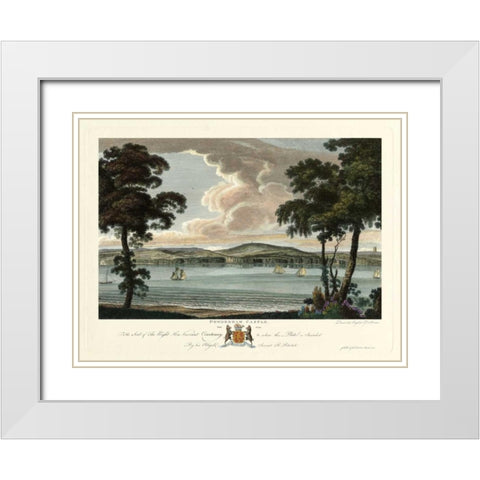 Powderham Castle White Modern Wood Framed Art Print with Double Matting by Polwhele, Richard