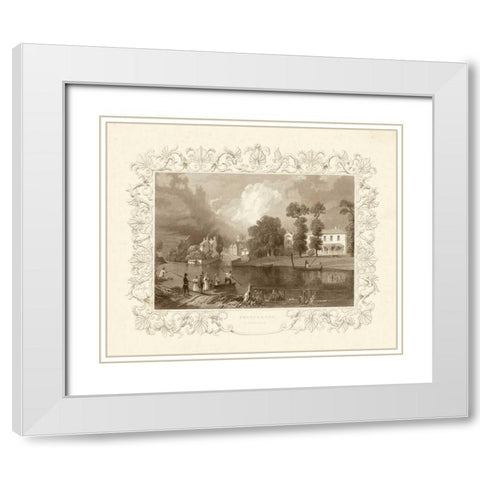 Views of England II White Modern Wood Framed Art Print with Double Matting by Tombleson