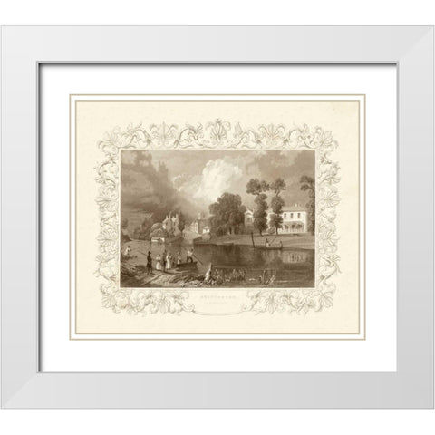 Views of England II White Modern Wood Framed Art Print with Double Matting by Tombleson