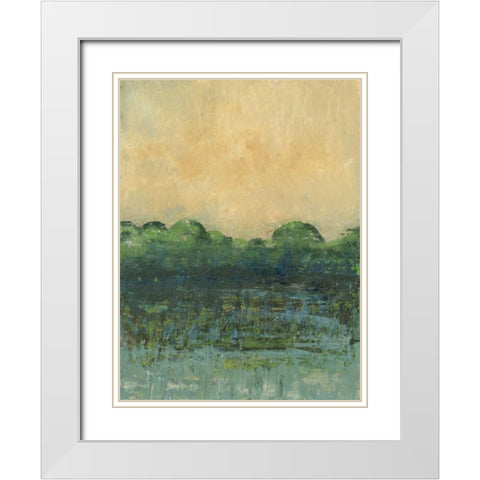 Viridian Marsh I White Modern Wood Framed Art Print with Double Matting by Holland, Julie