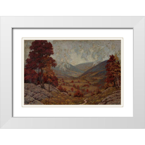 Autumn White Modern Wood Framed Art Print with Double Matting by Stone, Walter King
