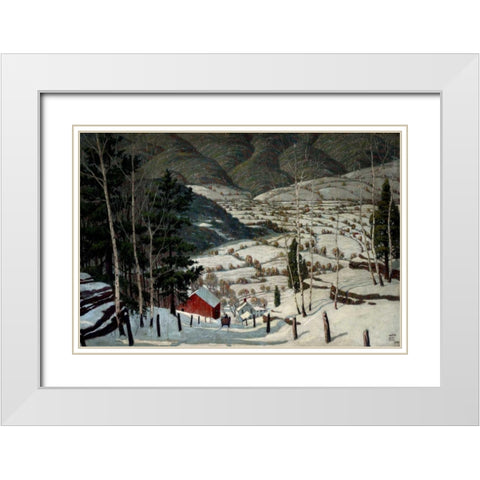 Winter White Modern Wood Framed Art Print with Double Matting by Stone, Walter King