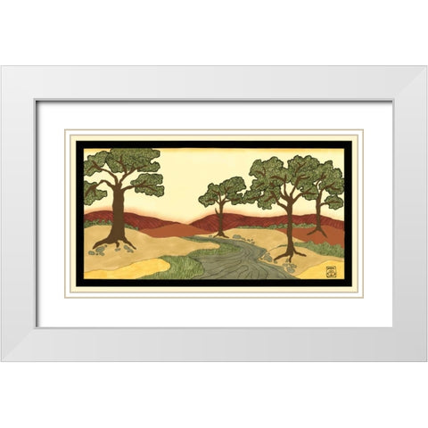 Warm Horizons I White Modern Wood Framed Art Print with Double Matting by Goldberger, Jennifer