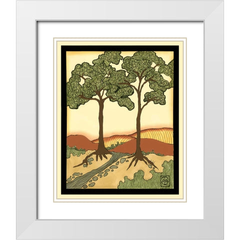 Warm Horizons III White Modern Wood Framed Art Print with Double Matting by Goldberger, Jennifer