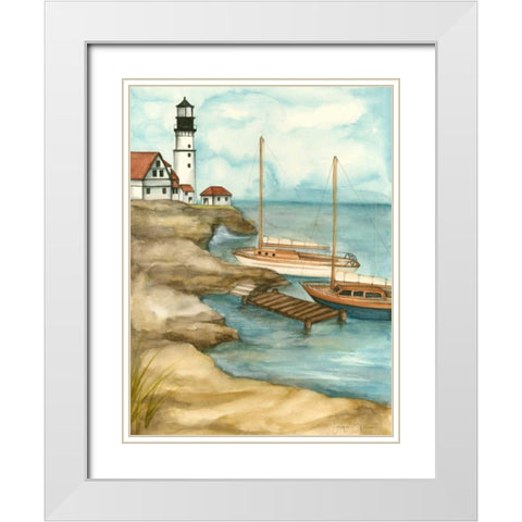 Shoreline Dock I White Modern Wood Framed Art Print with Double Matting by Goldberger, Jennifer