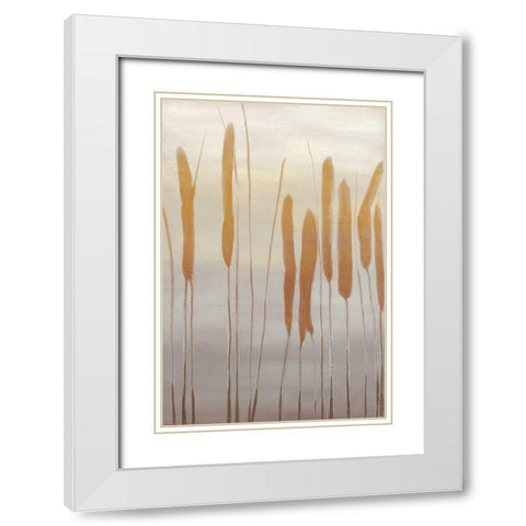 Reeds and Leaves I White Modern Wood Framed Art Print with Double Matting by Goldberger, Jennifer