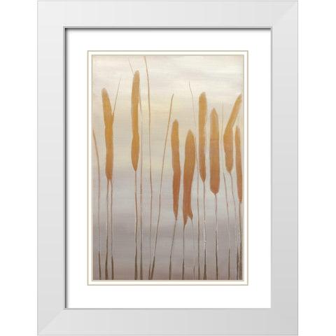 Reeds and Leaves I White Modern Wood Framed Art Print with Double Matting by Goldberger, Jennifer