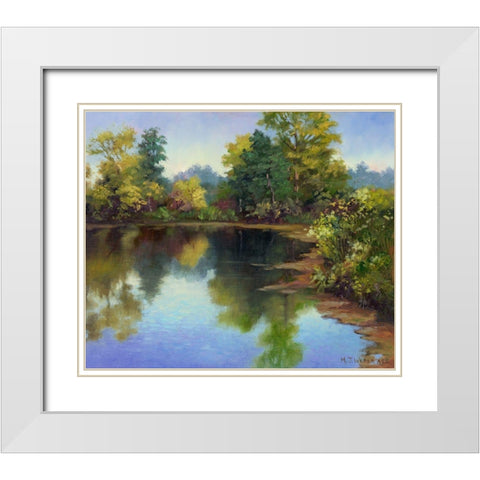 Summer Pond White Modern Wood Framed Art Print with Double Matting by Weber, Mary Jean