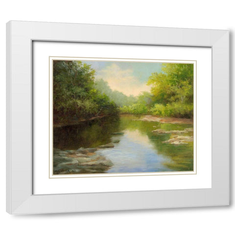 OBannon Summer Creek White Modern Wood Framed Art Print with Double Matting by Weber, Mary Jean