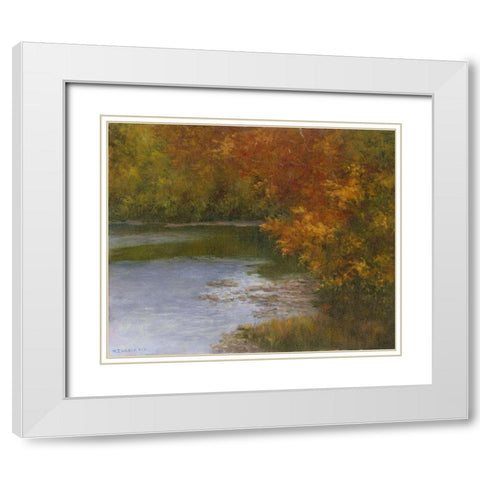 Rivershade White Modern Wood Framed Art Print with Double Matting by Weber, Mary Jean