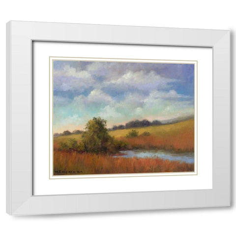 September Fields White Modern Wood Framed Art Print with Double Matting by Weber, Mary Jean