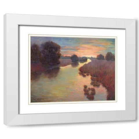 Evening Wetlands White Modern Wood Framed Art Print with Double Matting by Weber, Mary Jean