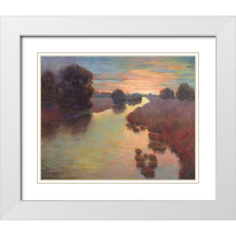 Evening Wetlands White Modern Wood Framed Art Print with Double Matting by Weber, Mary Jean