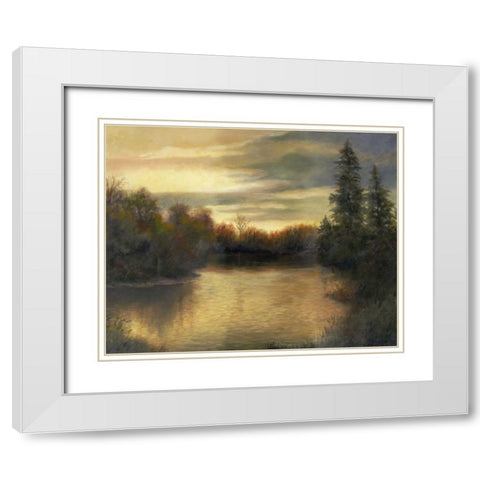 Golden Moments White Modern Wood Framed Art Print with Double Matting by Weber, Mary Jean