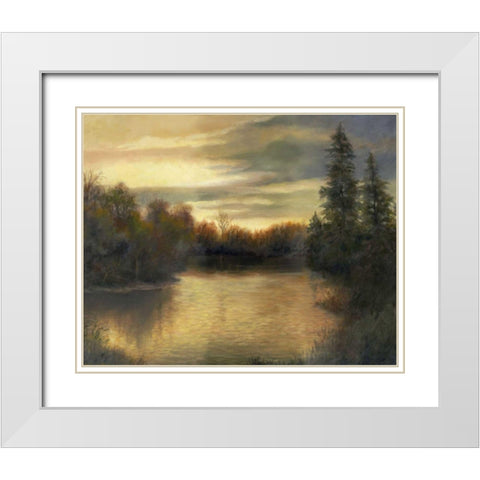 Golden Moments White Modern Wood Framed Art Print with Double Matting by Weber, Mary Jean