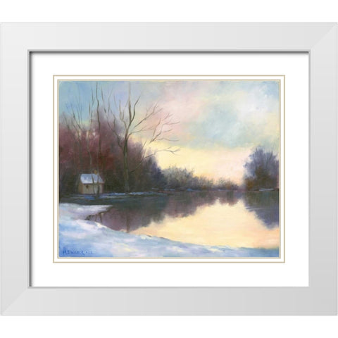 Winter Glow White Modern Wood Framed Art Print with Double Matting by Weber, Mary Jean