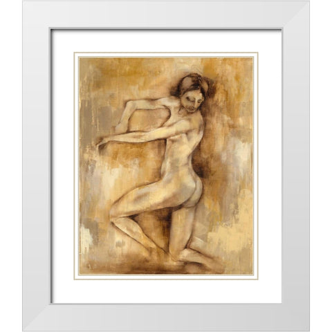 Nude Figure Study III White Modern Wood Framed Art Print with Double Matting by Goldberger, Jennifer