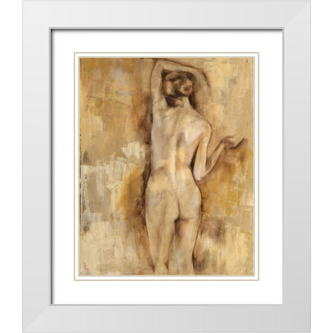 Nude Figure Study V White Modern Wood Framed Art Print with Double Matting by Goldberger, Jennifer