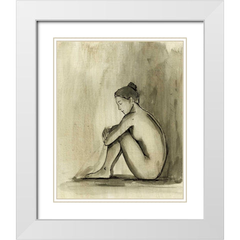 Sumi-e Figure IV White Modern Wood Framed Art Print with Double Matting by Harper, Ethan