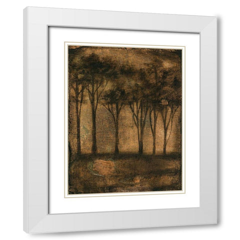 Bronzed Treeline I White Modern Wood Framed Art Print with Double Matting by Goldberger, Jennifer