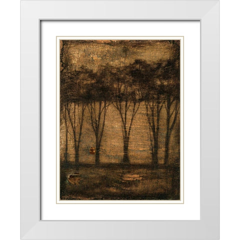 Bronzed Treeline II White Modern Wood Framed Art Print with Double Matting by Goldberger, Jennifer