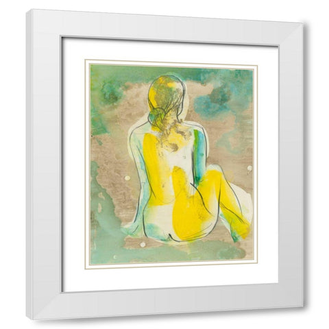 Figure in Relief I White Modern Wood Framed Art Print with Double Matting by Goldberger, Jennifer