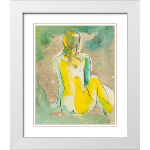 Figure in Relief I White Modern Wood Framed Art Print with Double Matting by Goldberger, Jennifer