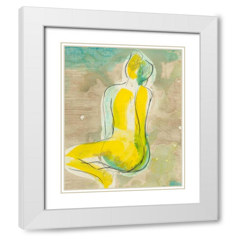Figure in Relief II White Modern Wood Framed Art Print with Double Matting by Goldberger, Jennifer