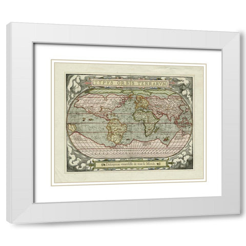 Typvs Orbis Map White Modern Wood Framed Art Print with Double Matting by Unknown