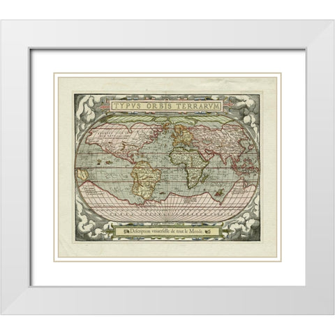 Typvs Orbis Map White Modern Wood Framed Art Print with Double Matting by Unknown