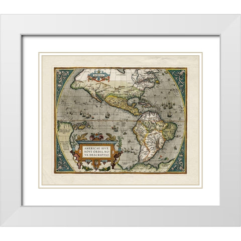 Novi Orbis Map White Modern Wood Framed Art Print with Double Matting by Unknown