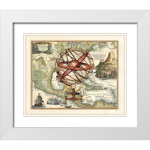Nova Hispania White Modern Wood Framed Art Print with Double Matting by unknown