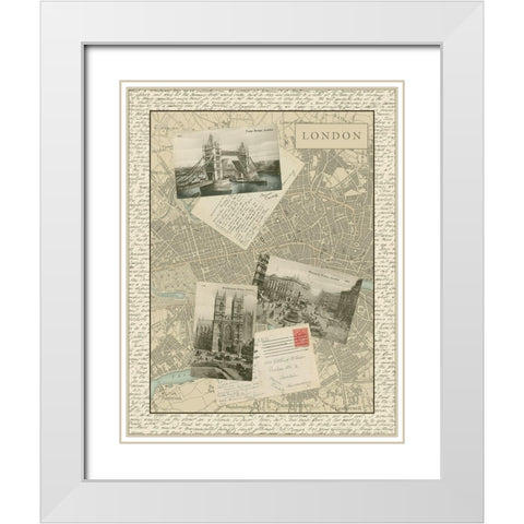 Vintage Map of London White Modern Wood Framed Art Print with Double Matting by Vision Studio