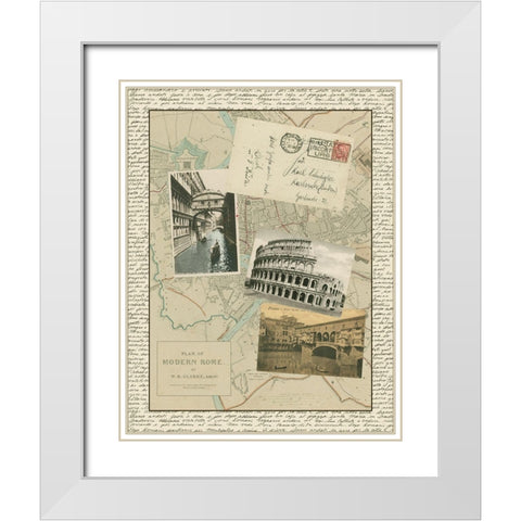 Vintage Map of Rome White Modern Wood Framed Art Print with Double Matting by Vision Studio