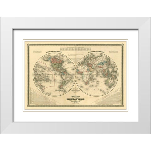 Johnsons Globular World White Modern Wood Framed Art Print with Double Matting by Vision Studio