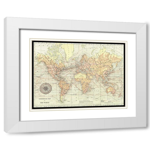 World Map II White Modern Wood Framed Art Print with Double Matting by Vision Studio