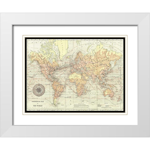 World Map II White Modern Wood Framed Art Print with Double Matting by Vision Studio