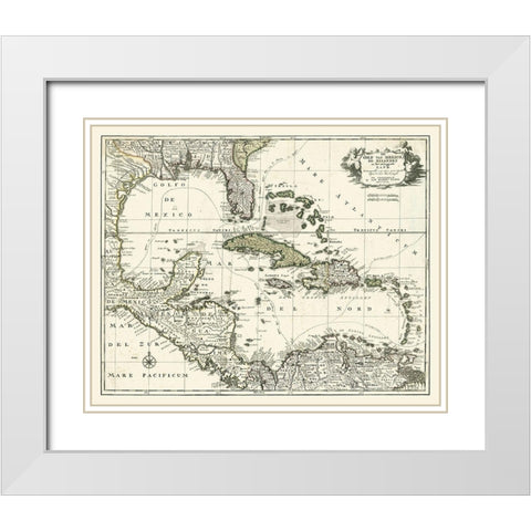 Map of the Gulf of Mexico White Modern Wood Framed Art Print with Double Matting by unknown