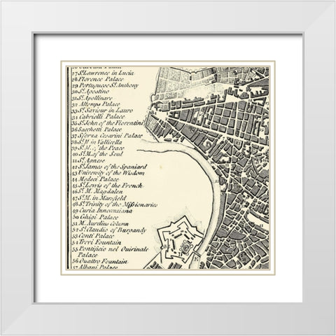 City of Rome Grid IV White Modern Wood Framed Art Print with Double Matting by Vision Studio