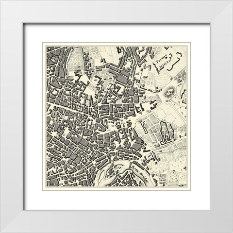 City of Rome Grid V White Modern Wood Framed Art Print with Double Matting by Vision Studio
