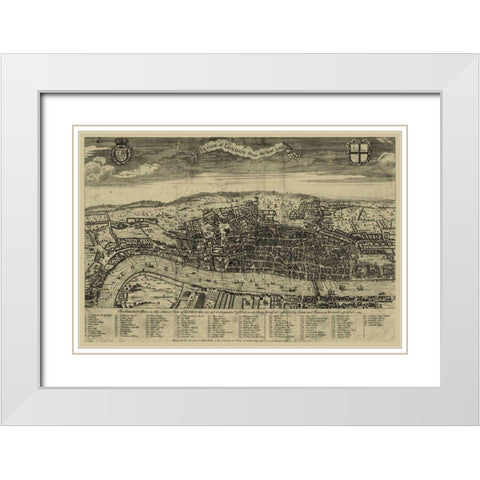 Birds Eye View of London White Modern Wood Framed Art Print with Double Matting by Vision Studio