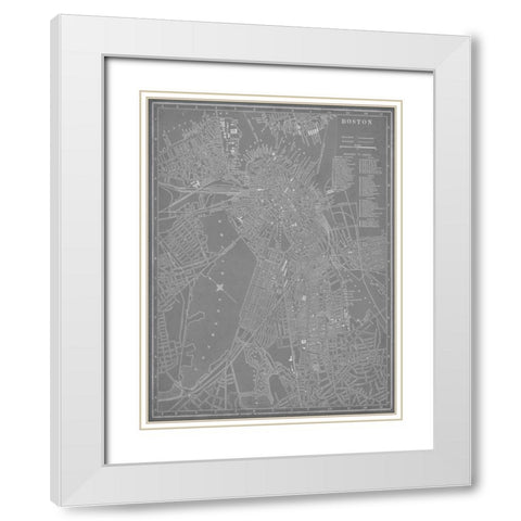 City Map of Boston White Modern Wood Framed Art Print with Double Matting by Vision Studio