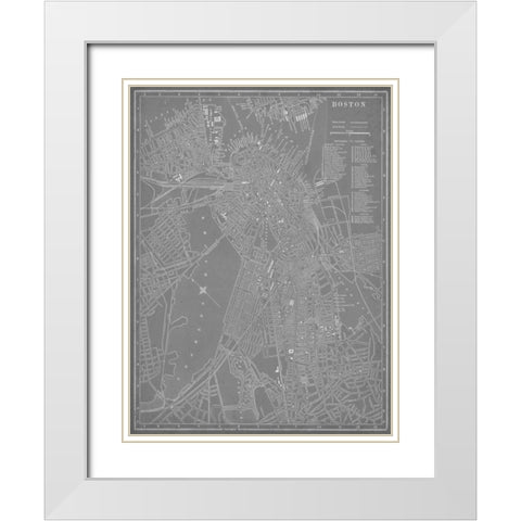 City Map of Boston White Modern Wood Framed Art Print with Double Matting by Vision Studio