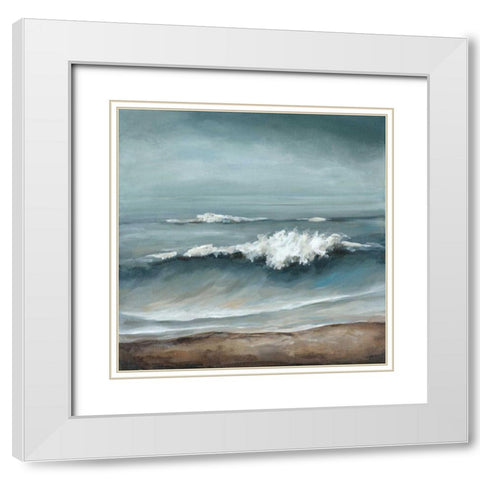 Sea Foam White Modern Wood Framed Art Print with Double Matting by Long, Christina