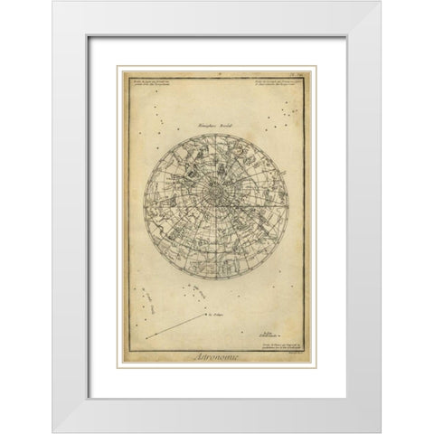 Antique Astronomy Chart I White Modern Wood Framed Art Print with Double Matting by Diderot, Denis