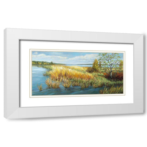 Marsh Edge White Modern Wood Framed Art Print with Double Matting by Pfannmuller, A. A.