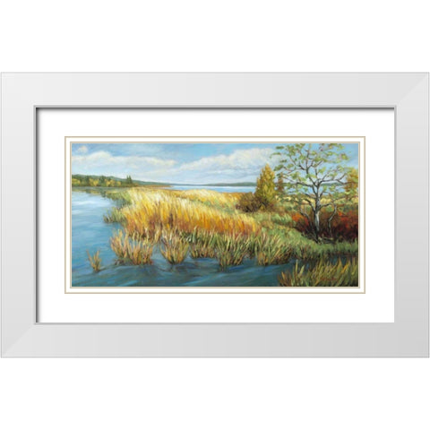 Marsh Edge White Modern Wood Framed Art Print with Double Matting by Pfannmuller, A. A.