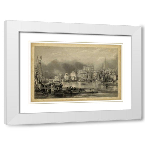 Newcastle Upon Tyne White Modern Wood Framed Art Print with Double Matting by Balmer, G.