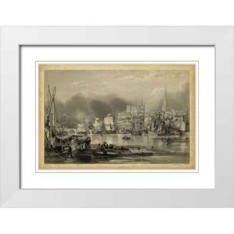 Newcastle Upon Tyne White Modern Wood Framed Art Print with Double Matting by Balmer, G.
