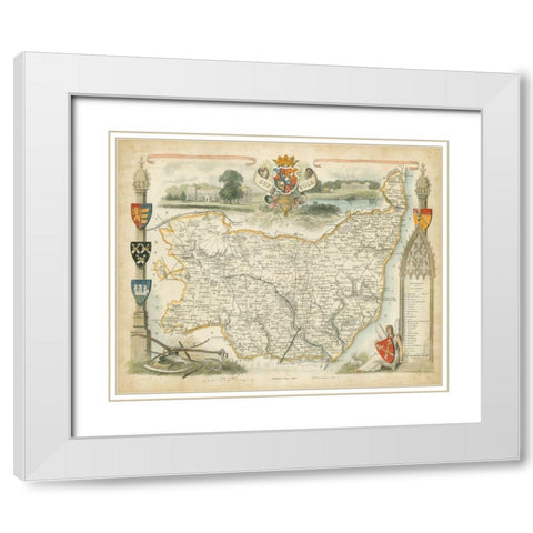 Map of Suffolk White Modern Wood Framed Art Print with Double Matting by Unknown